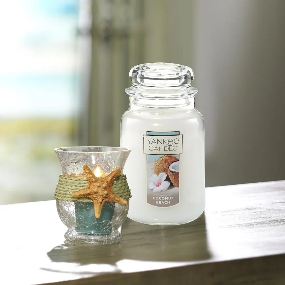 Candle Coconut Beach Scented, Classic 22oz Large Jar Single Wick Candle, Over 11